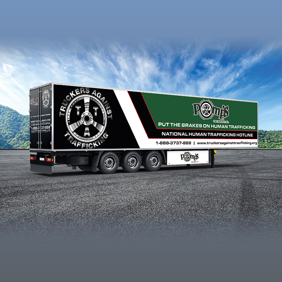 Pomp's Tire Service Truckers Against Trafficking truck wrap